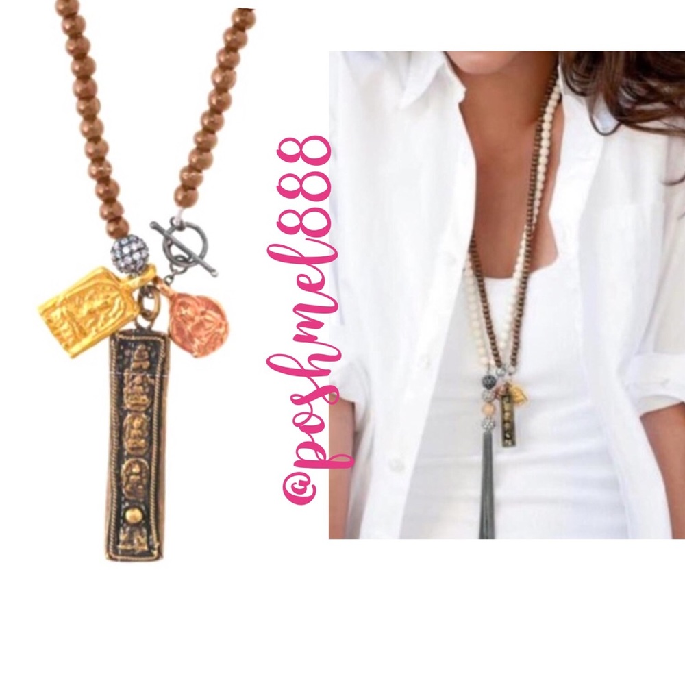Stella & Dot | Awakening Charm Long Wooden Necklace Retired Stunner - Picture 1 of 4